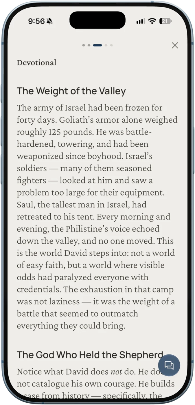 Shep devotional on David and Goliath, The Weight of the Valley